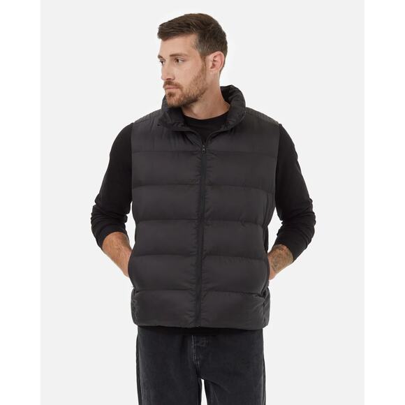 Tentree Mens Large Black Brewster Insulated Puffer Vest Full Zip Outdoor HR2-102